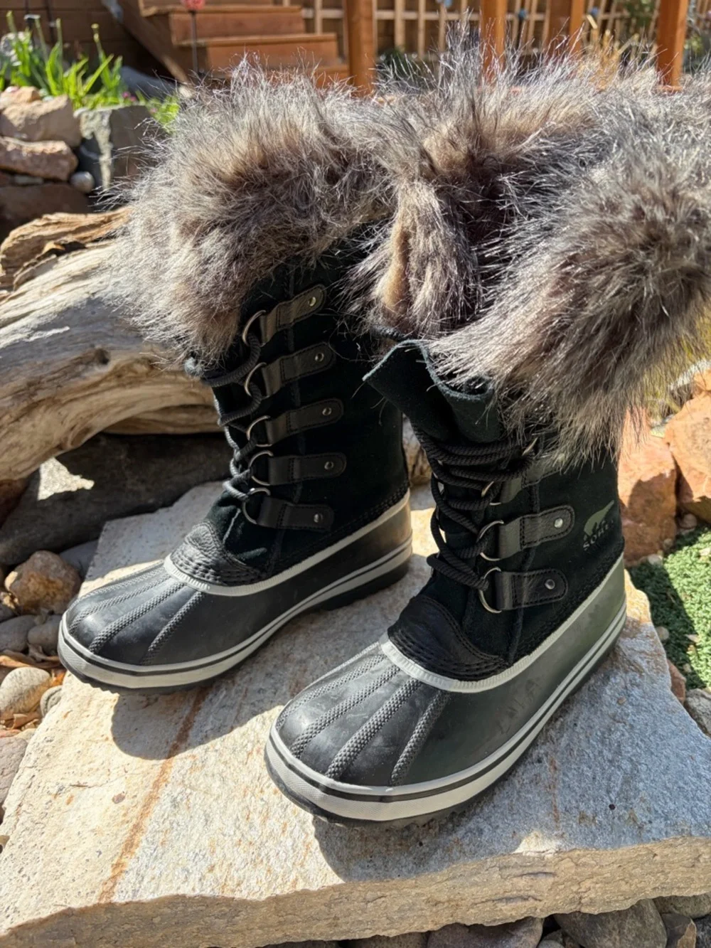 Sorel Joan‎ of Arctic Women's Snow Boots Black Faux Fur Waterproof Size 9